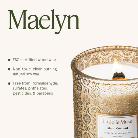 La Jolie Muse 19 oz candle offers long-lasting ambiance for conversations.