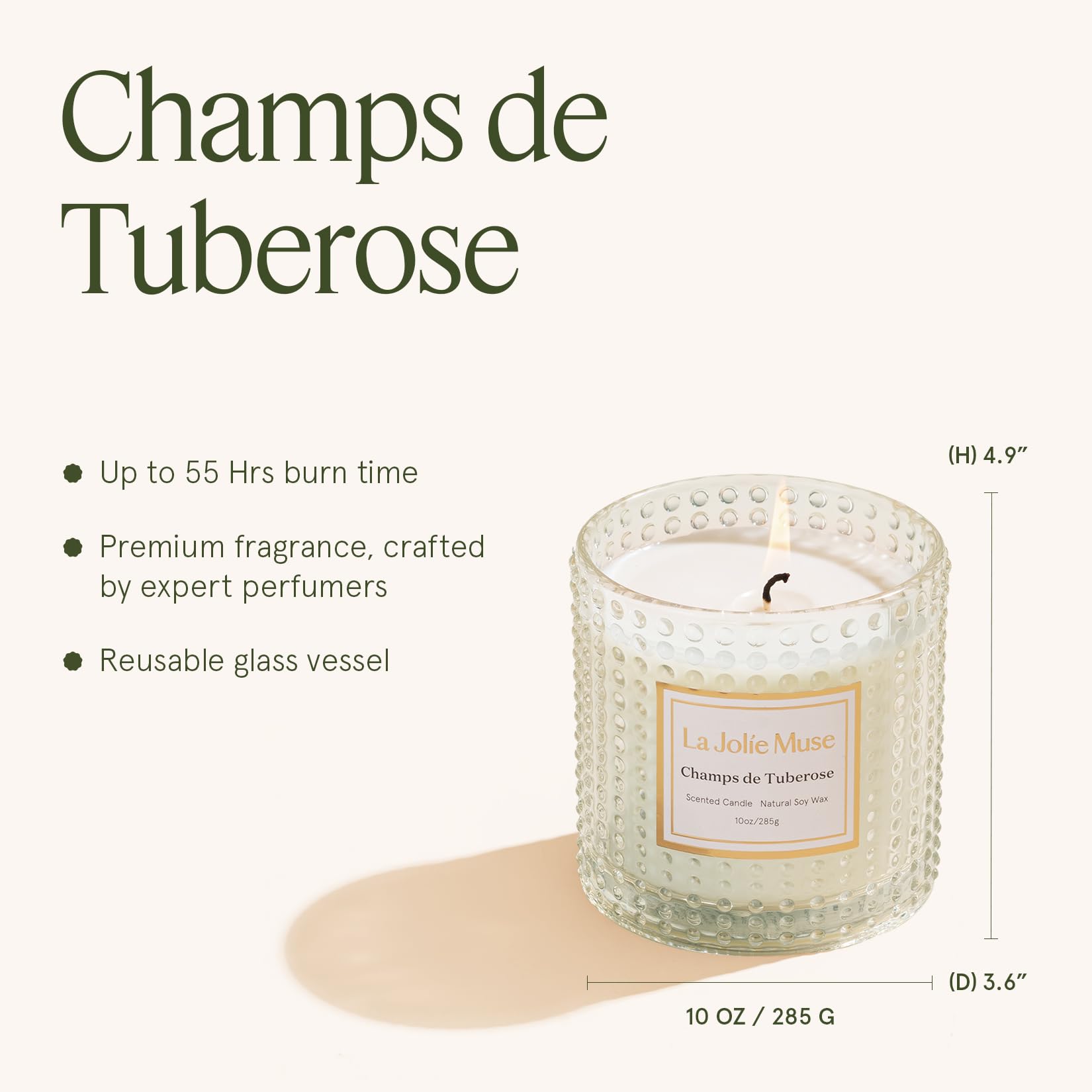 LA JOLIE MUSE Champs de Tuberose light through hobnail pattern sets mood