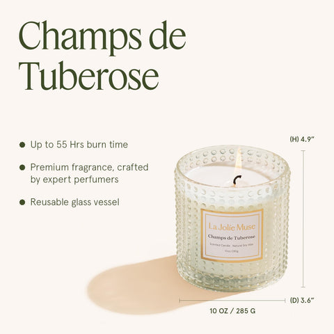 LA JOLIE MUSE Champs de Tuberose light through hobnail pattern sets mood