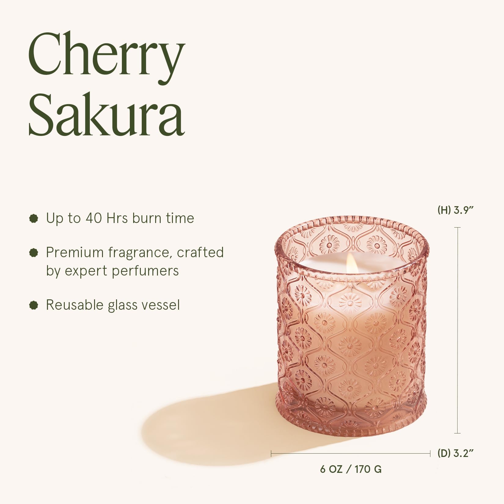 LA JOLIE MUSE Cherry Sakura Candle delivering up to 40 hours of fragrance