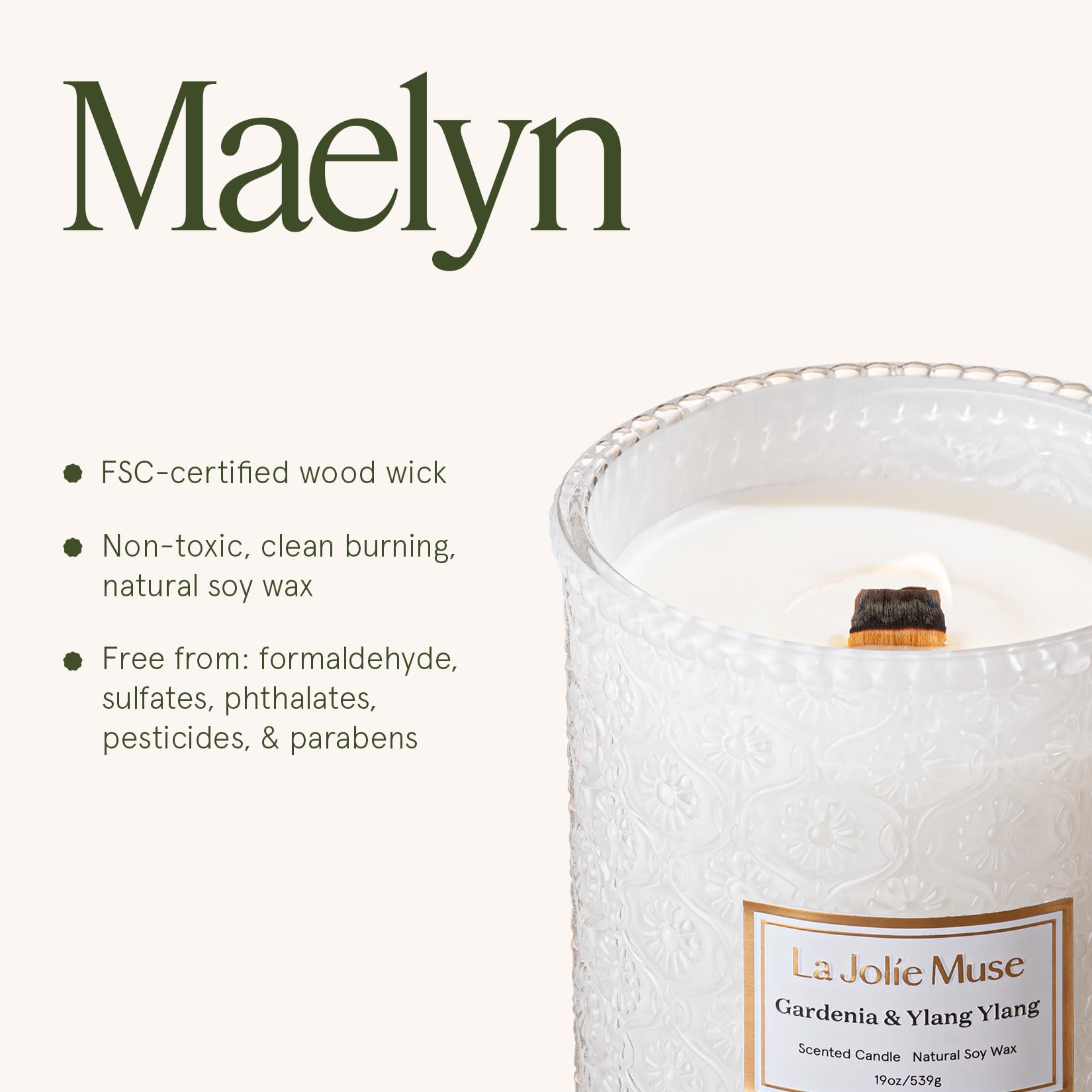 LA JOLIE MUSE cozy-home ambience enhances evenings with floral notes.
