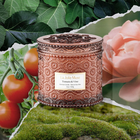 La Jolie Muse double-wick closeup emphasizing faster, fuller fragrance for larger rooms.