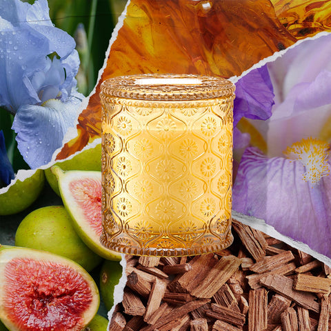 LA JOLIE MUSE embossed-daisy jar detail adds elegant ambiance to home décor.
