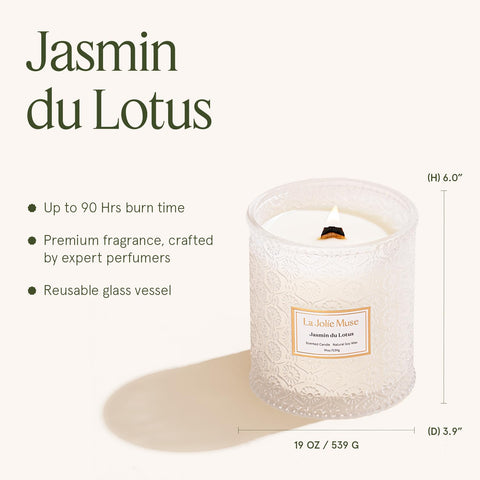 LA JOLIE MUSE Jasmin du Lotus gift box with ribbon makes a thoughtful host gift.