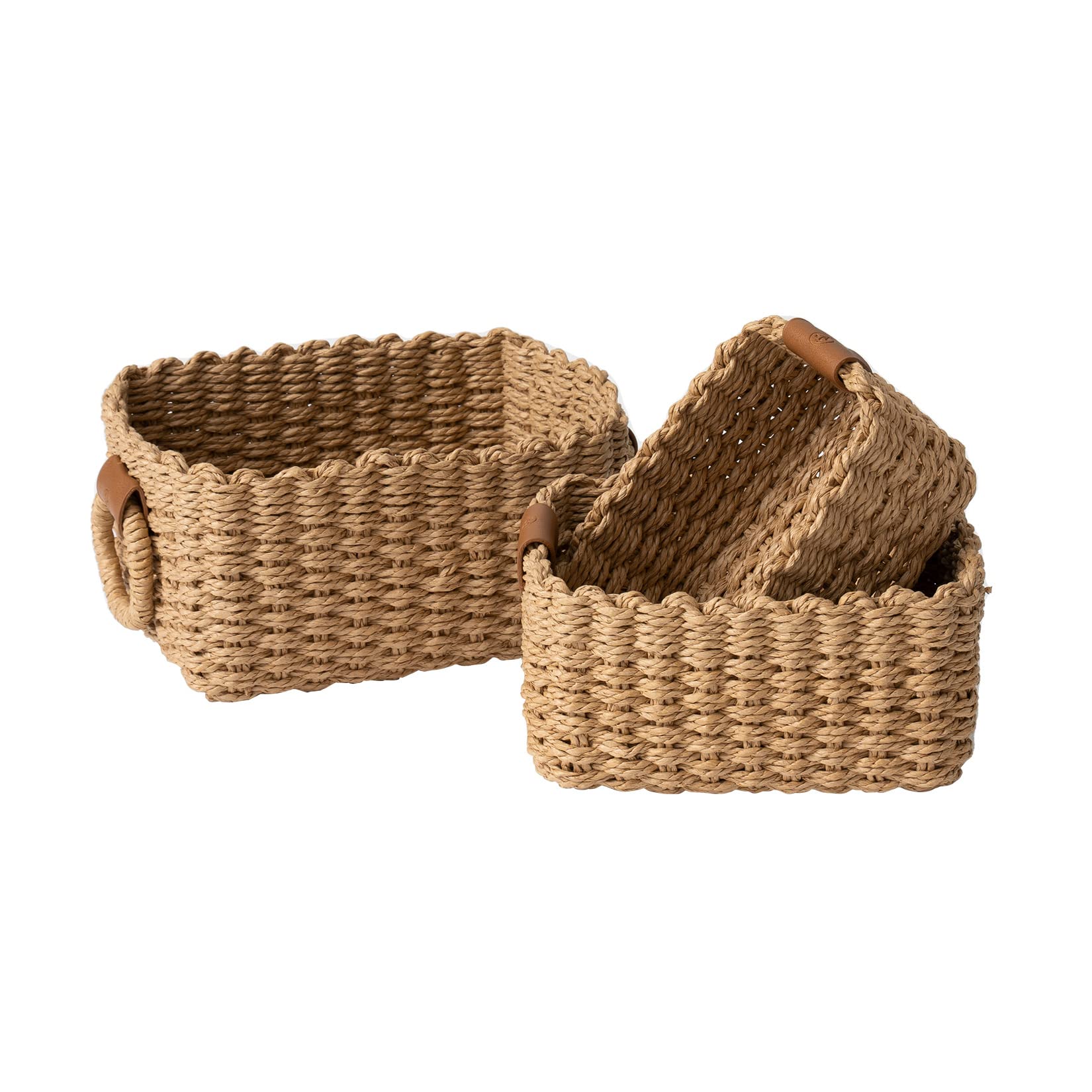 La Jolie Muse large basket with circular handles, easy shelf organization.