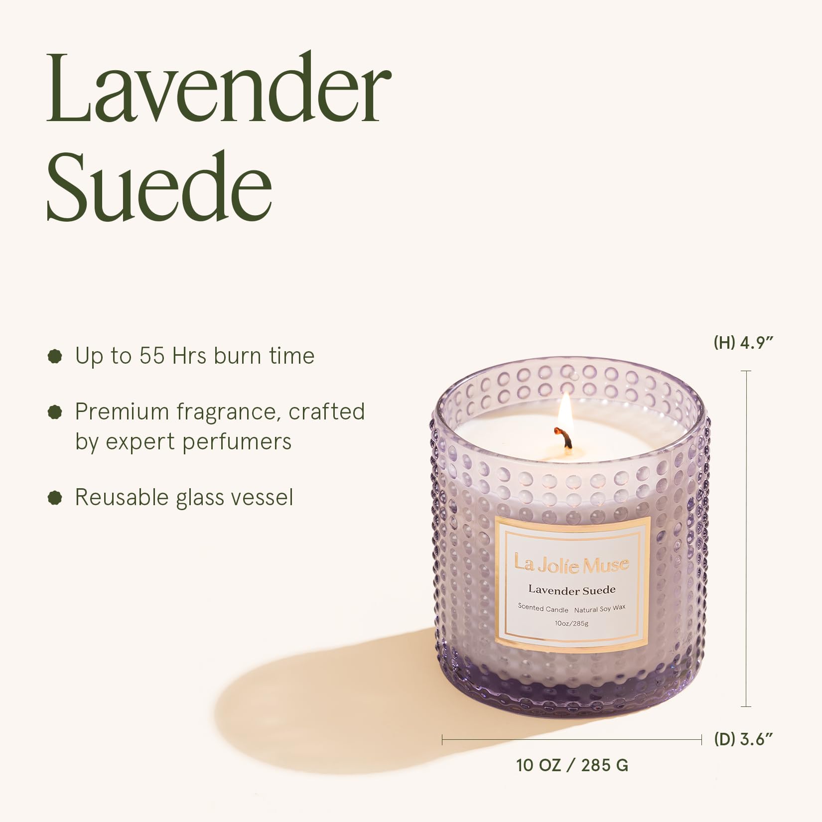 LA JOLIE MUSE lead-free wick ensures steady flame.