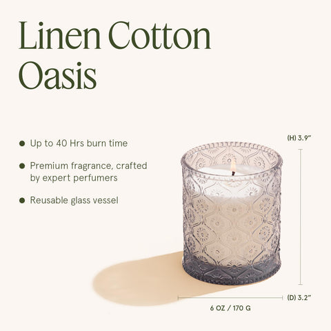 LA JOLIE MUSE Linen Cotton Oasis gift-ready candle for hosts and gatherings
