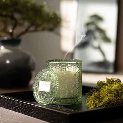 Maelyn Collection embossed jar by LA JOLIE MUSE enhances premium packaging