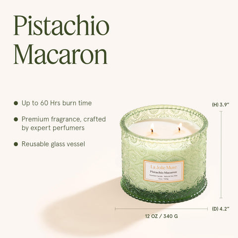 LA JOLIE MUSE Pistachio Macaron Candle gift-ready packaging ideal