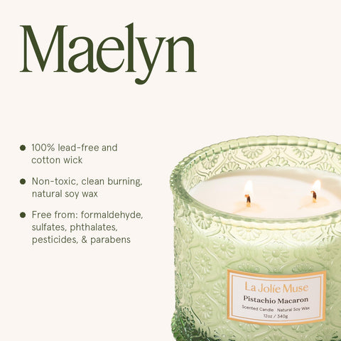 LA JOLIE MUSE Pistachio Macaron Candle reusable jar supports eco décor