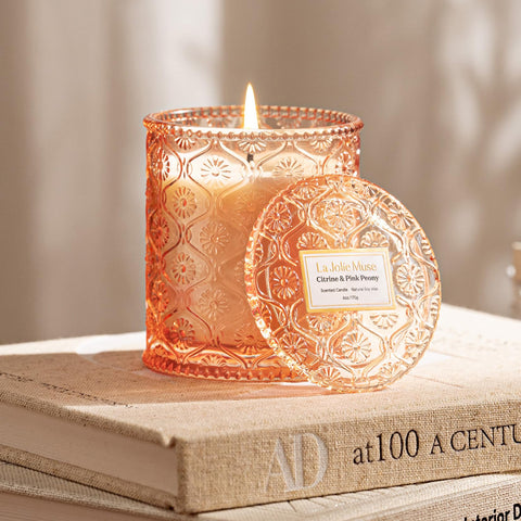 LA JOLIE MUSE Citrine and Pink Peony fragrance with citrus and floral notes.