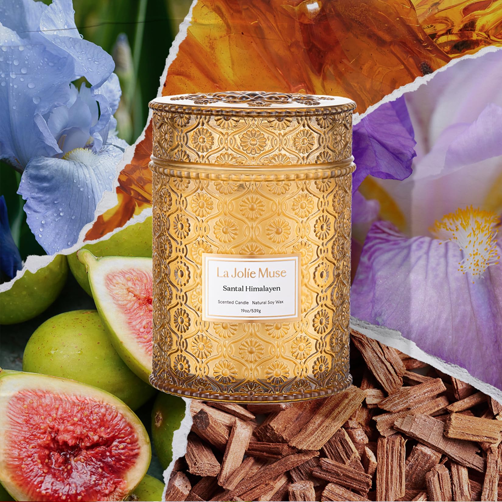 La Jolie Muse Santal Himalayen 19oz glass jar for long, clean burn and stylish spaces.