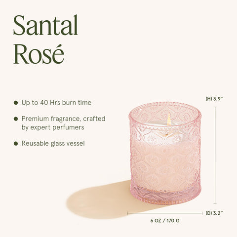 LA JOLIE MUSE Santal Rose cherry wood wick delivers steady glow.