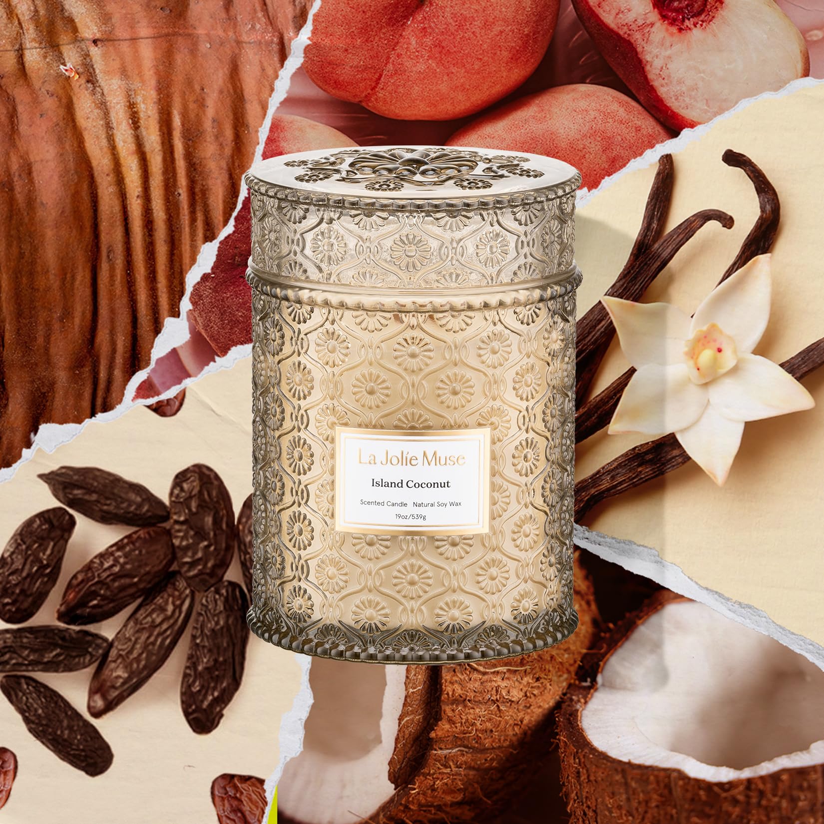 La Jolie Muse wood wick crackle adds immersive ambience for cozy evenings.