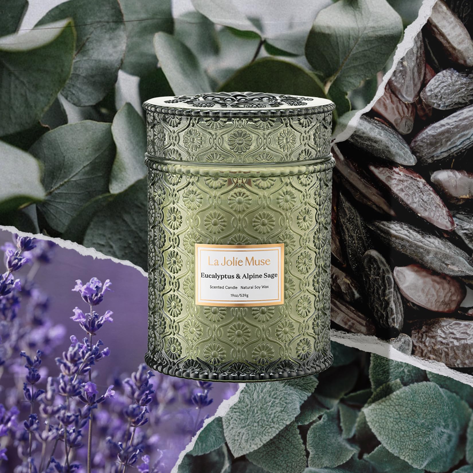LA JOLIE MUSE wooden wick closeup emphasizes clean, even burn with a gentle crackle.