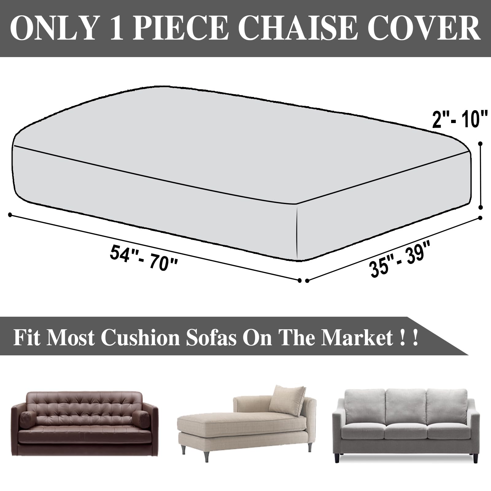 LA MEACK compatibility note highlights use on chaise and 3-seater sofa.