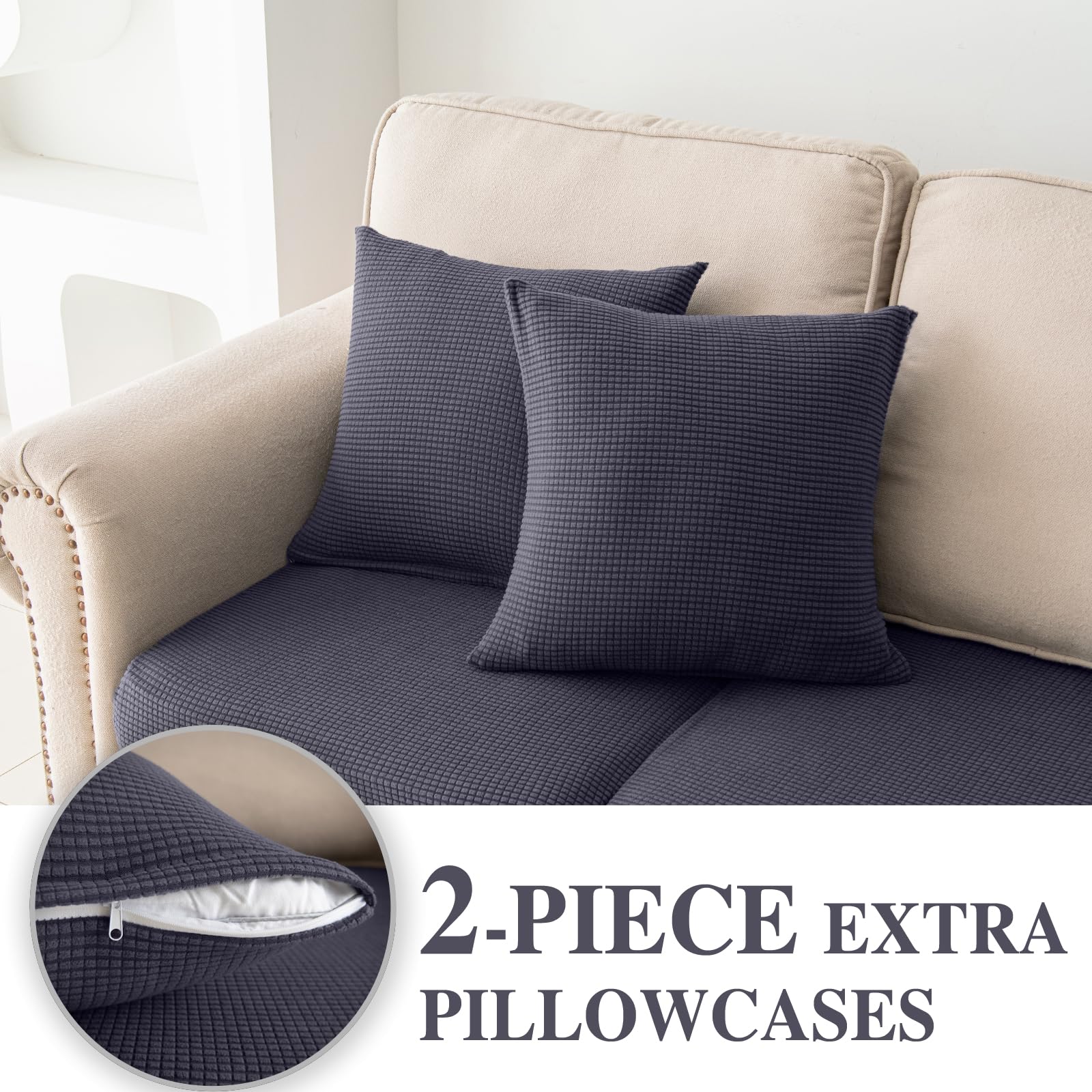 LA MEACK cushion covers stretch fabric, easy-install, quick refreshed look.