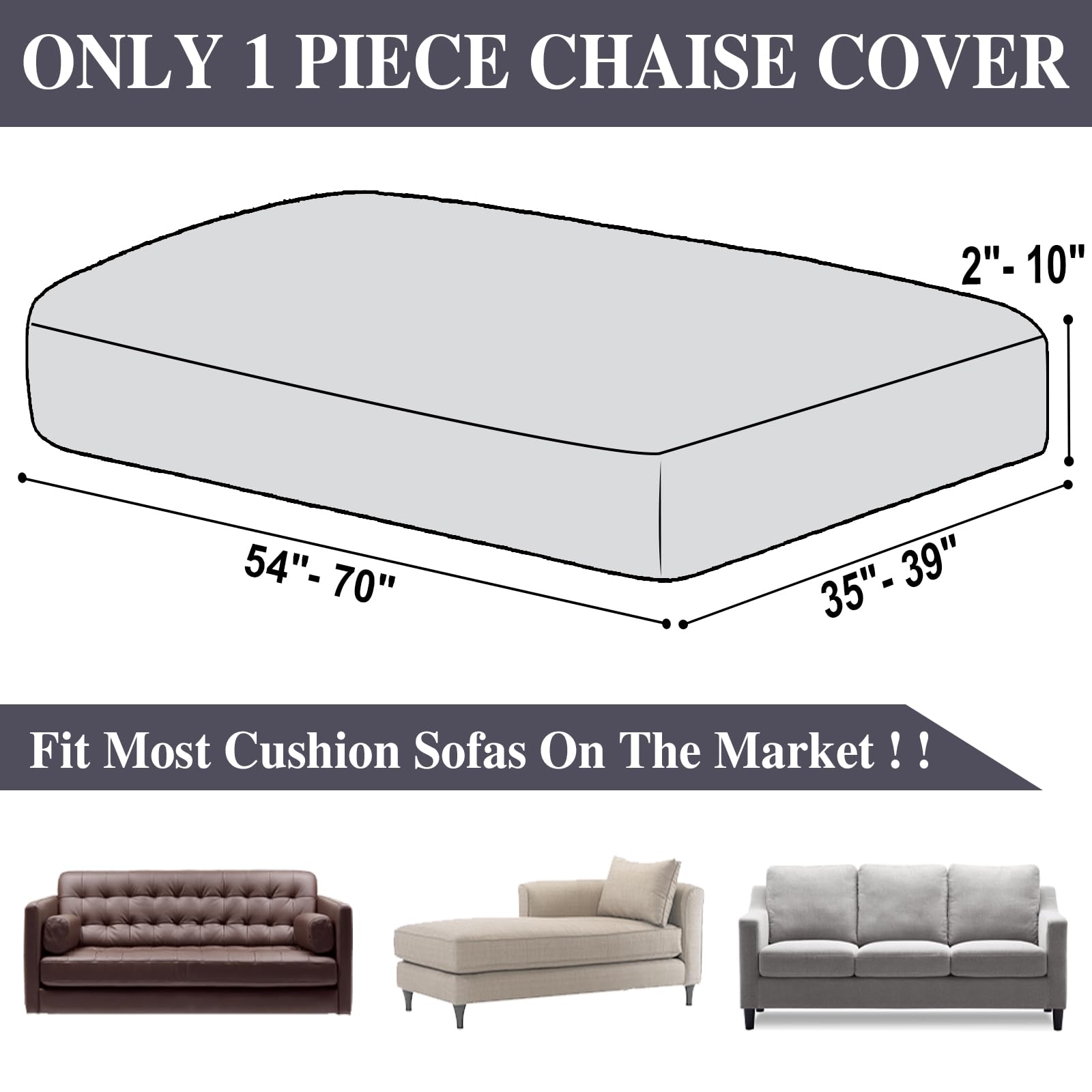 LA MEACK dark grey slipcover complements modern living rooms.