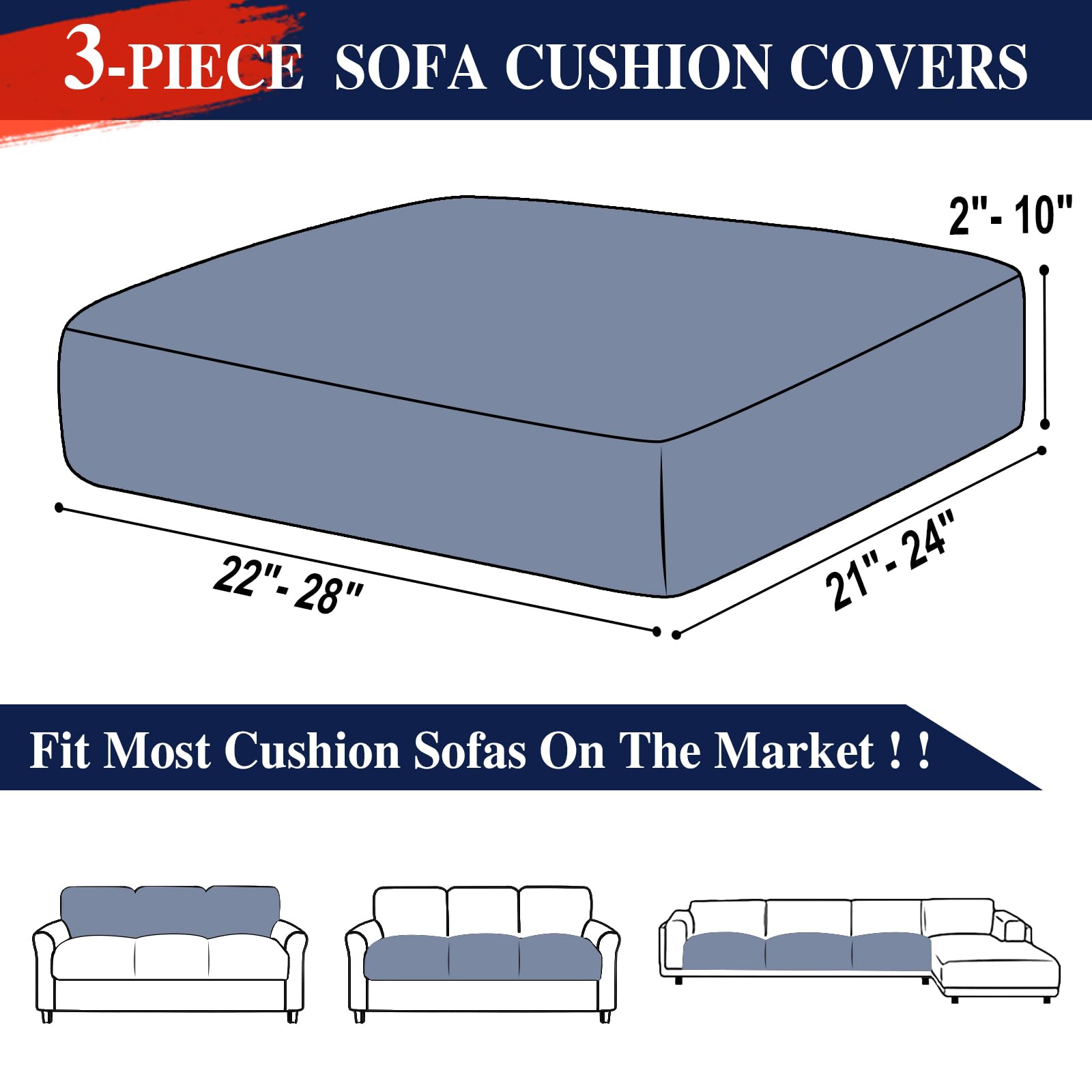LA MEACK navy machine-washable cushion slipcover preserving color and fabric