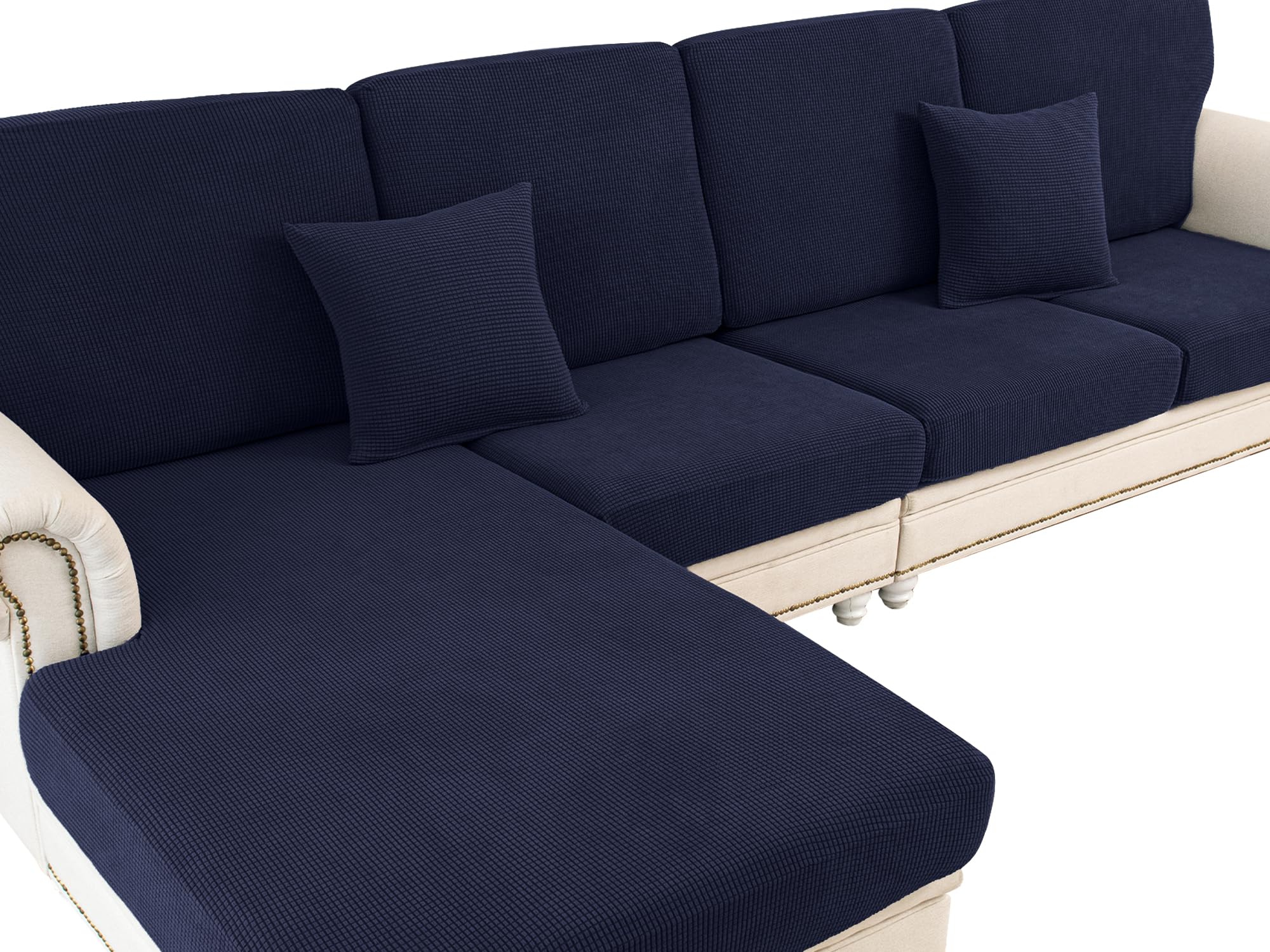 LA MEACK navy seat cushion cover with stretchy fabric for durable protection