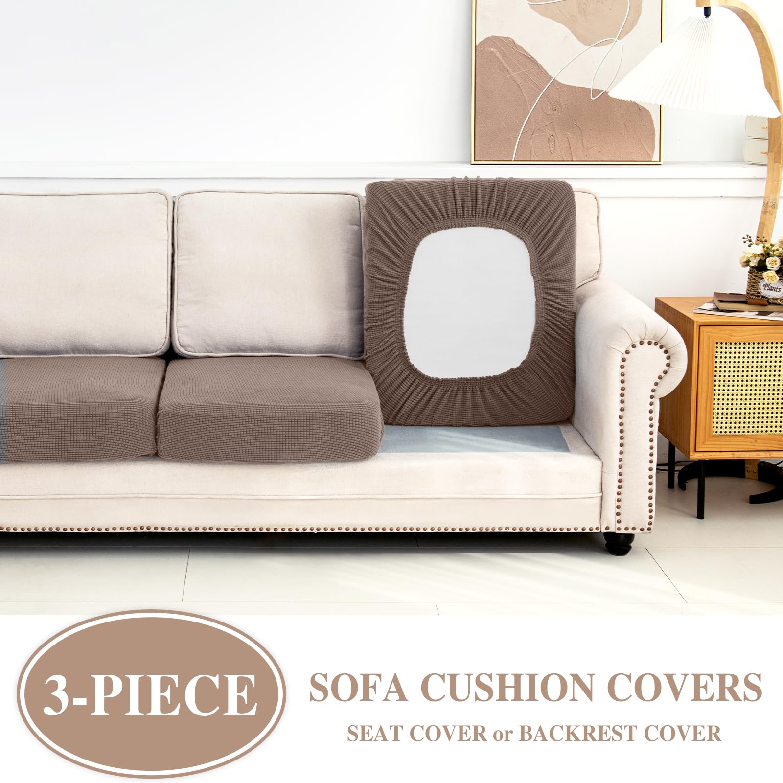 LA MEACK cushion fabric close-up highlights wrinkle-resistant, skin-friendly blend