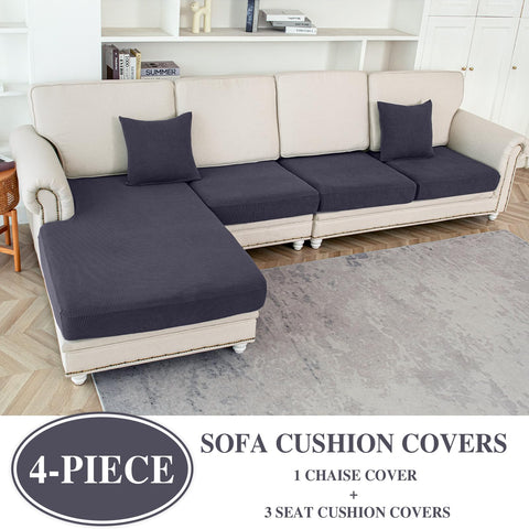 LA MEACK stretchable sofa cover demonstrates easy installation with snug, wrinkle-free fit.