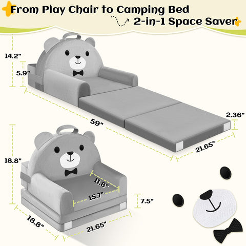 Laapee foldable bed mode converts chair to travel bed for sleepovers