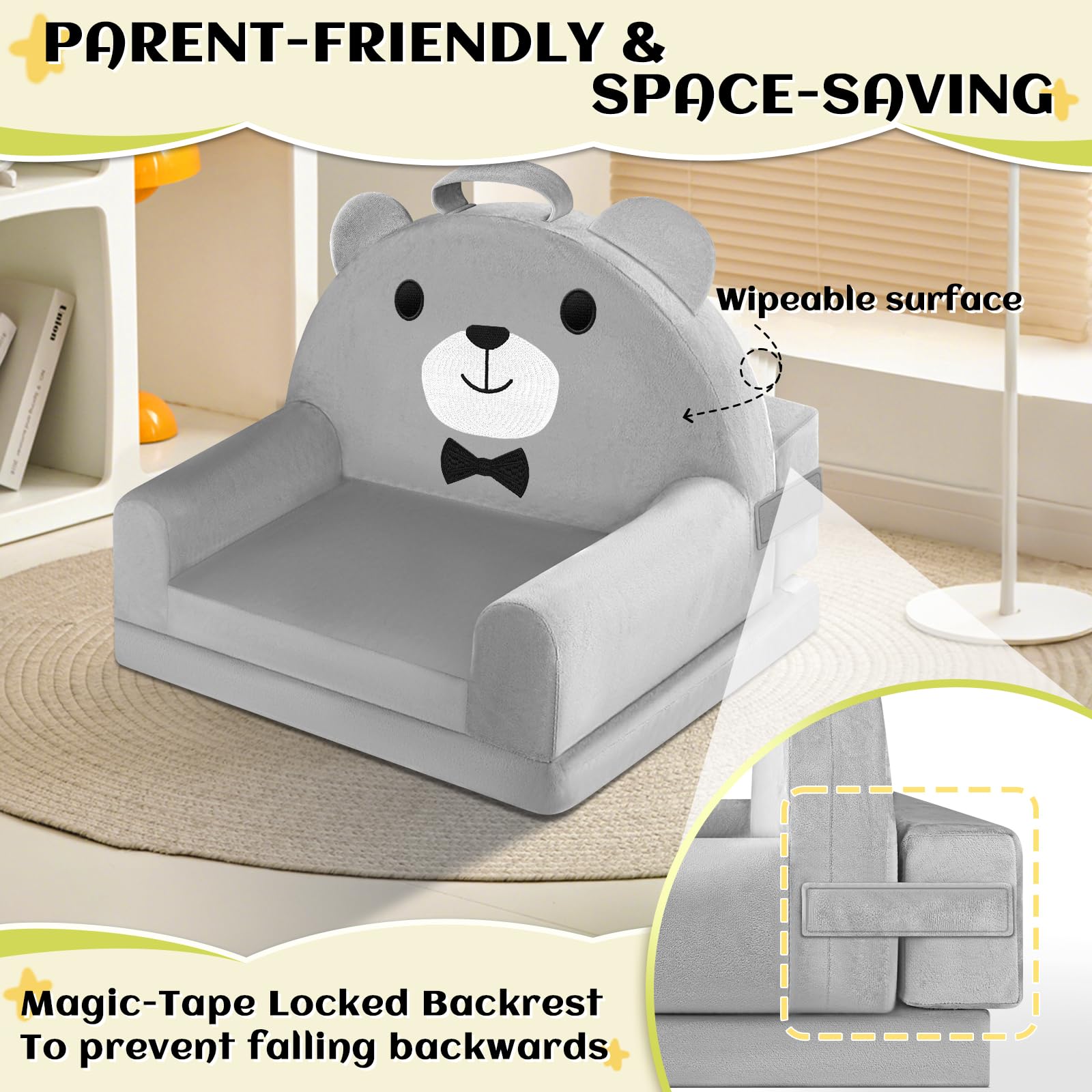 Laapee soft crystal velvet invites cuddly lounging during stories.