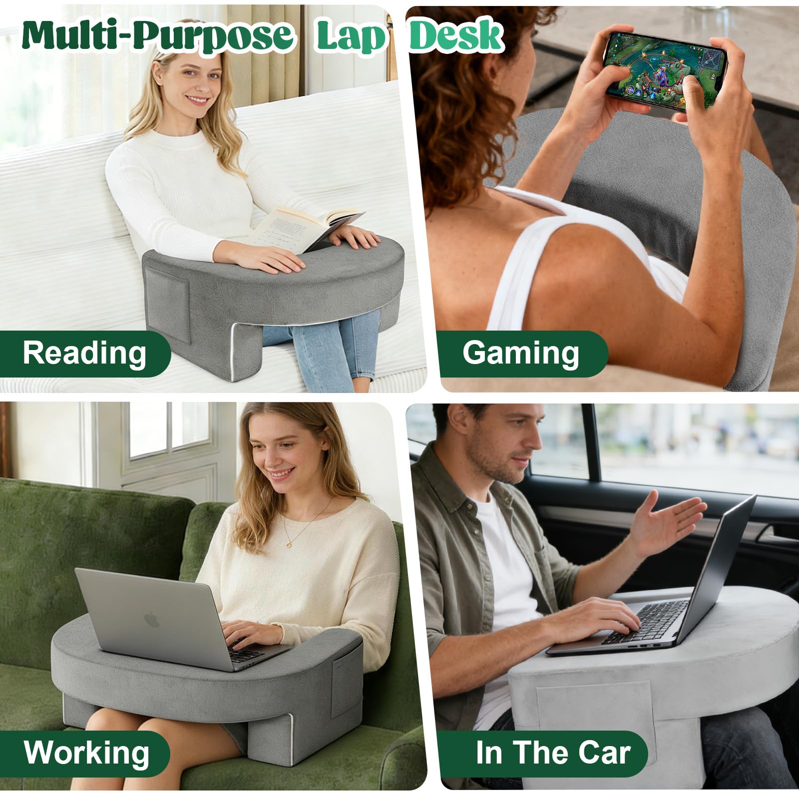 Laapee Reading Pillow Set lumbar cushion supports proper posture during lounging.