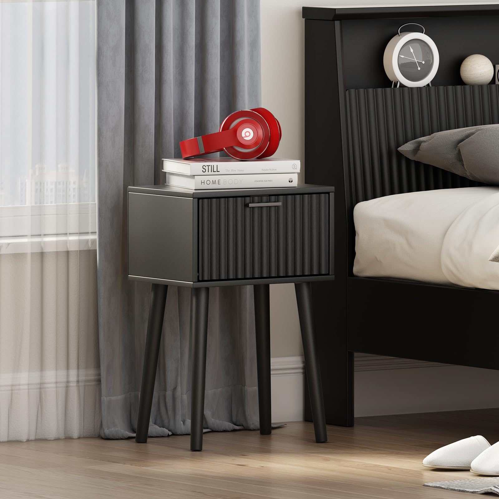 Laatooree bedroom side table fits small spaces without bulk.