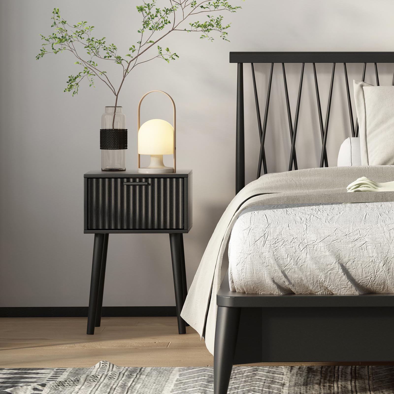 Laatooree bedside table with small top is ideal for essentials.