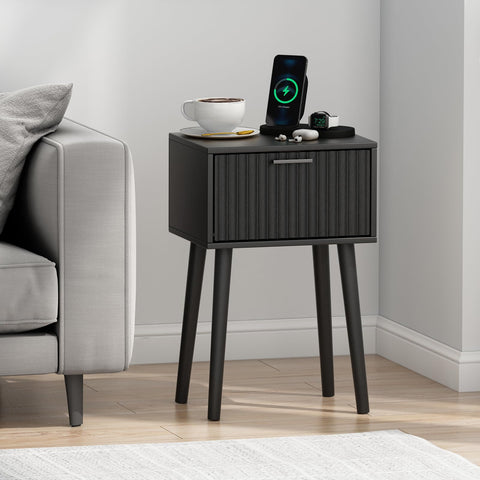Laatooree nightstand feet with rubber pads protect floors.