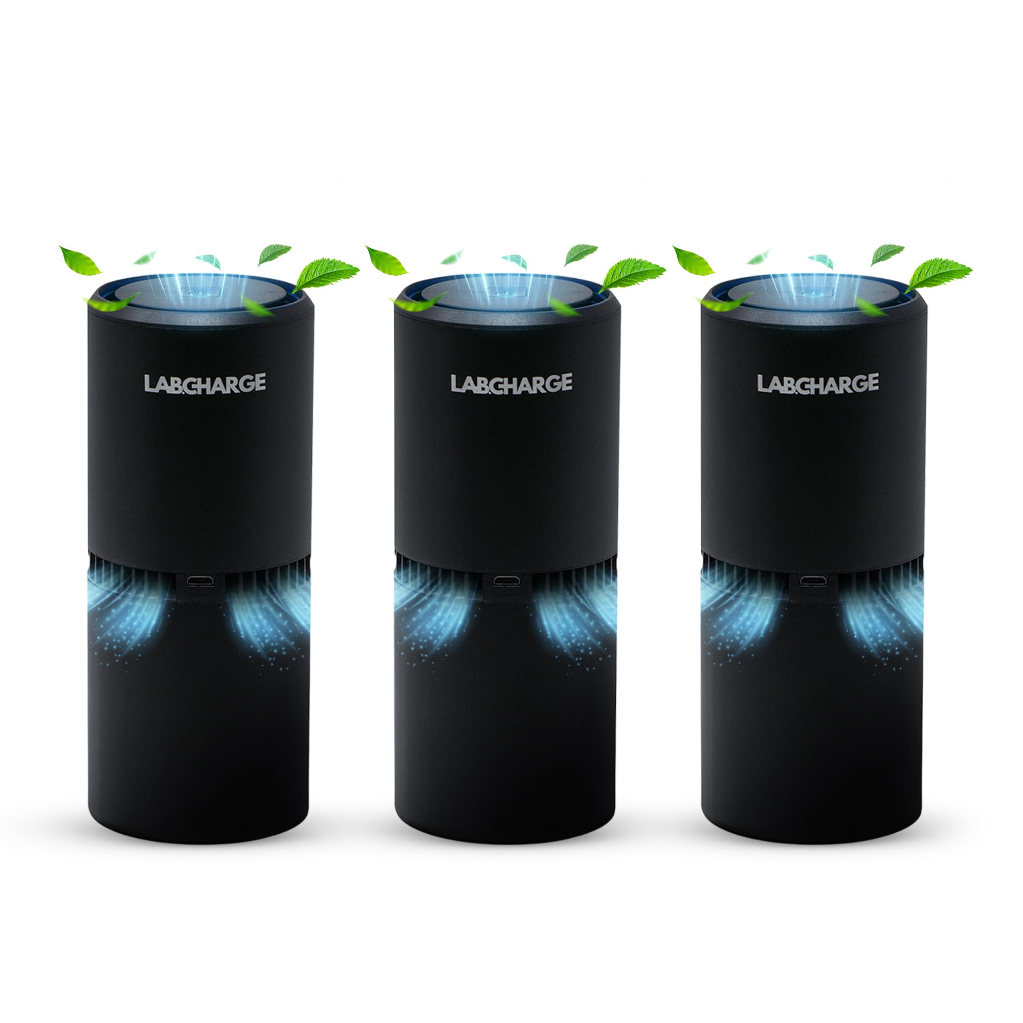 Lab Charge small ionic air purifier front view for quiet, filter-free air refresh.