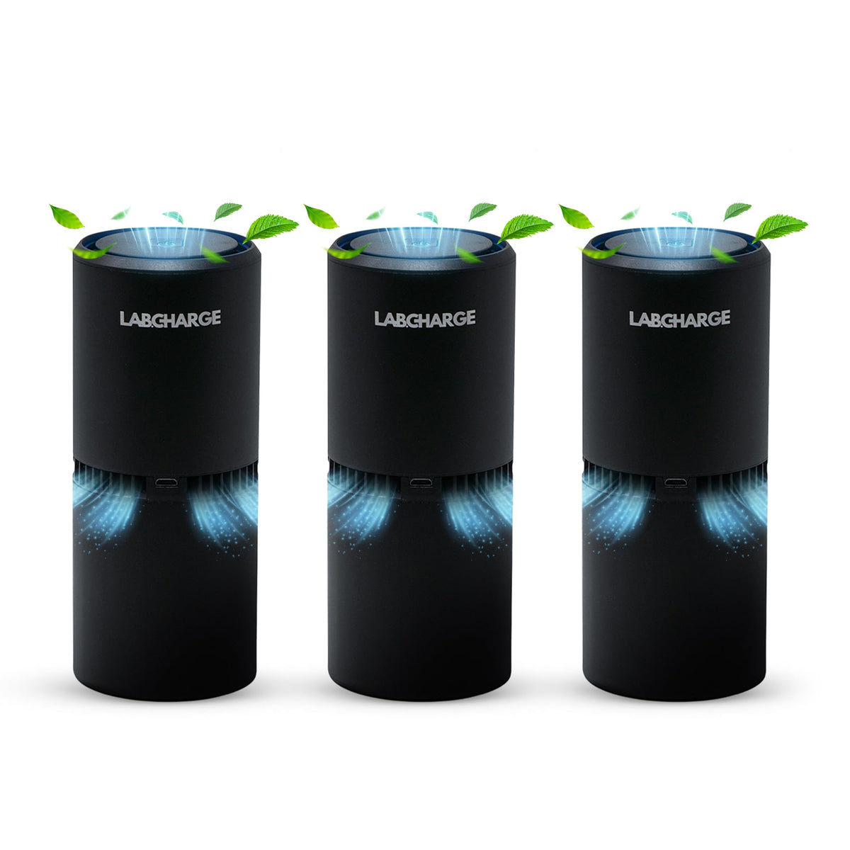 Lab Charge small ionic air purifier front view for quiet, filter-free air refresh.