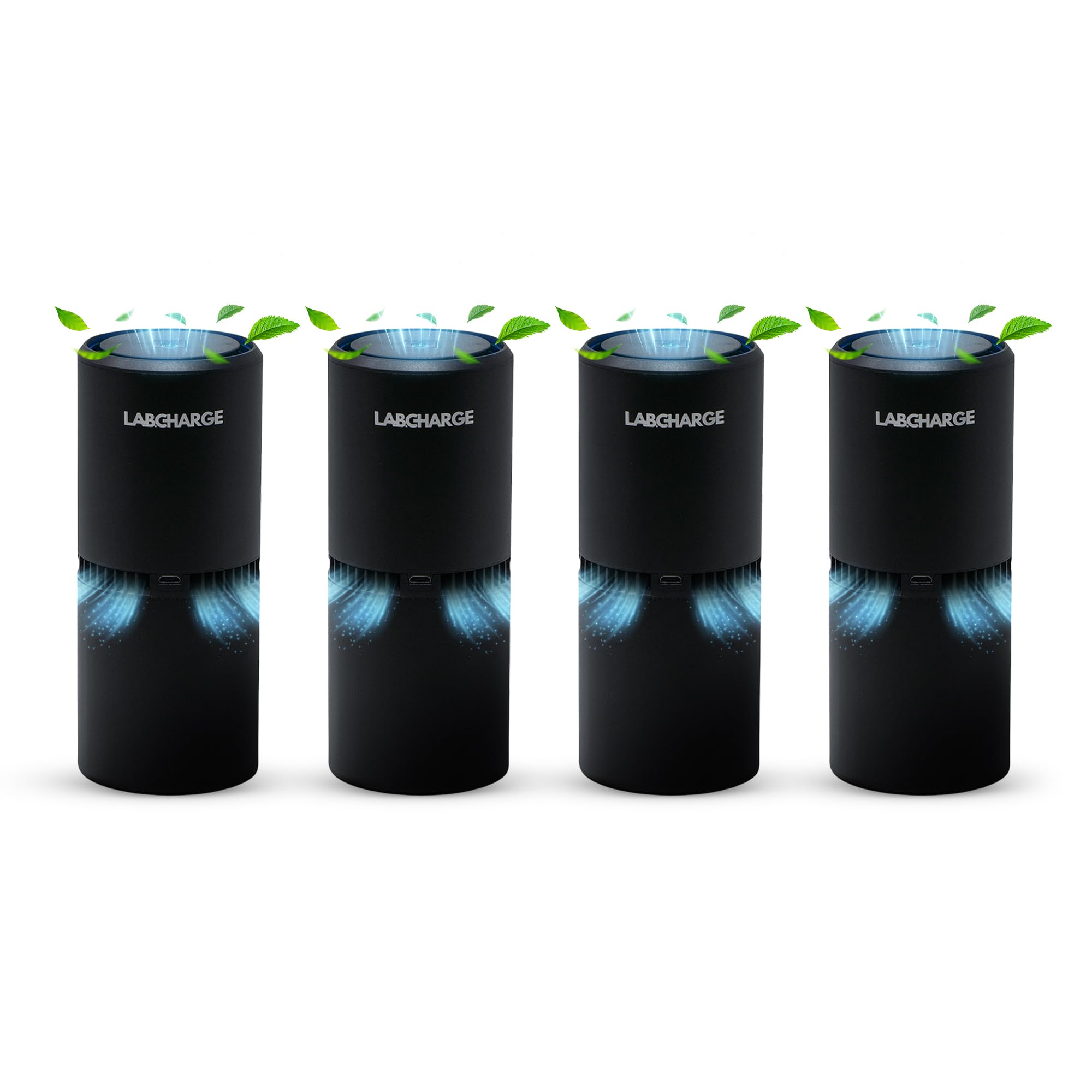 Lab Charge small ionic air purifier in a compact home-ready black design.