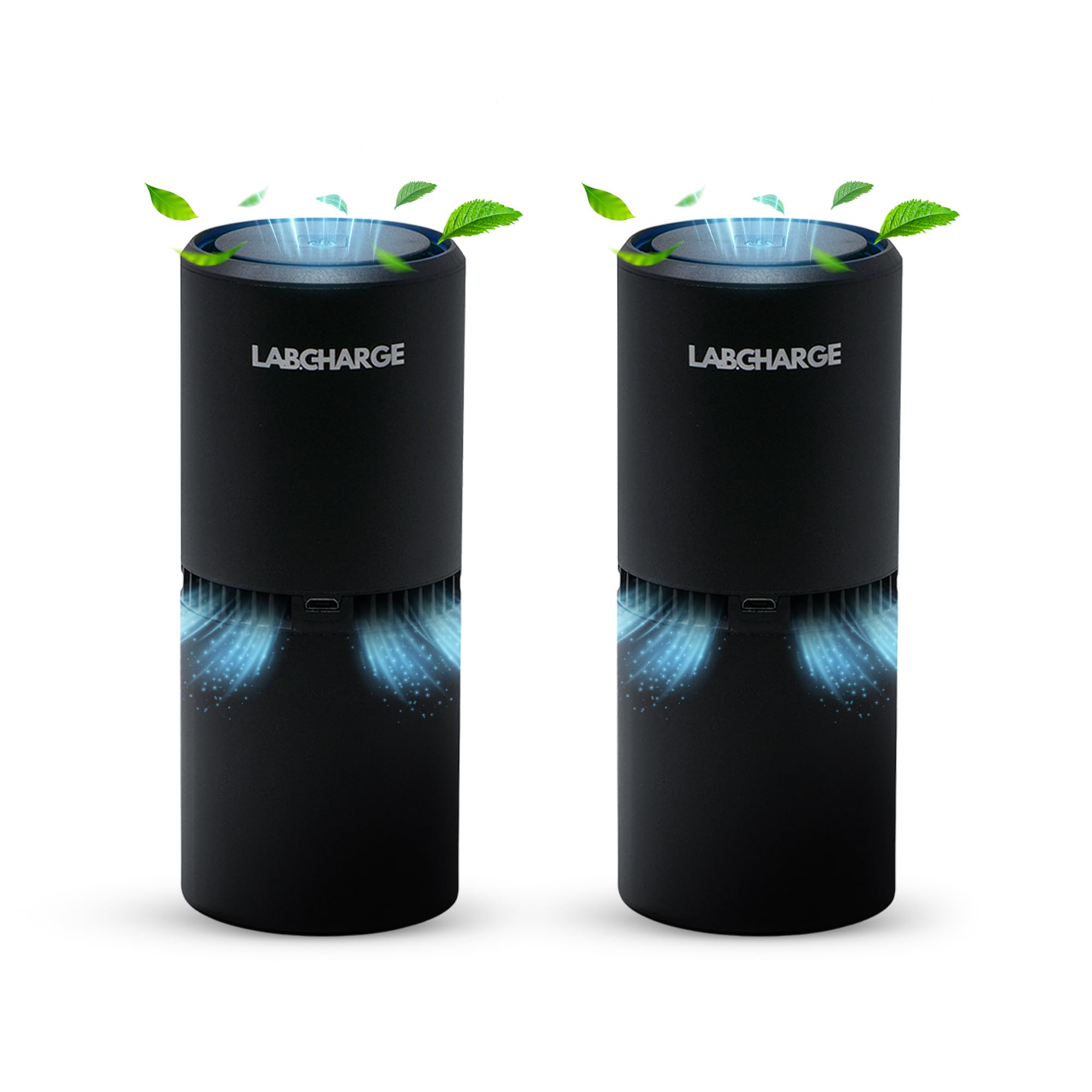 LabCharge small ionic air purifier black 2-pack for compact home air refresh