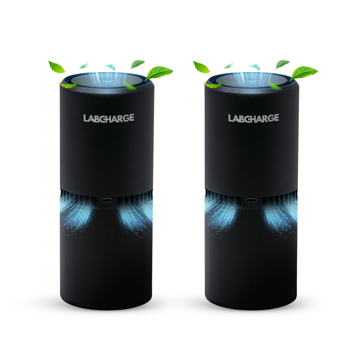LabCharge small ionic air purifier black 2-pack for compact home air refresh