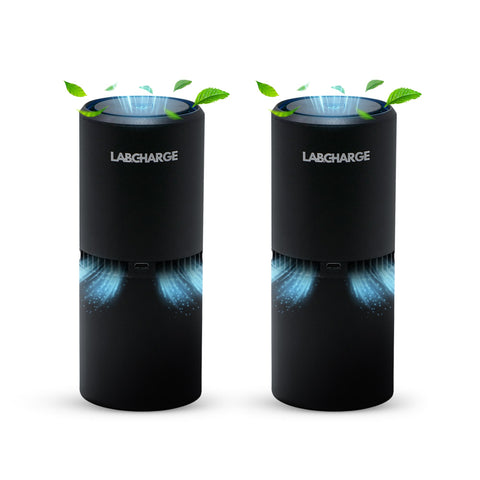 LabCharge small ionic air purifier black 2-pack for compact home air refresh