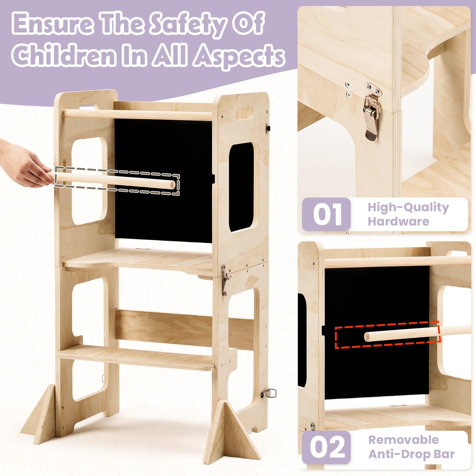 Labebe safety railings and rounded corners promote secure play