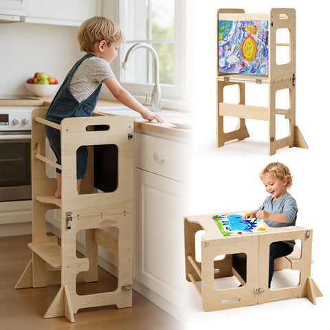 Labebe toddler standing tower assembly showing a stable learning setup