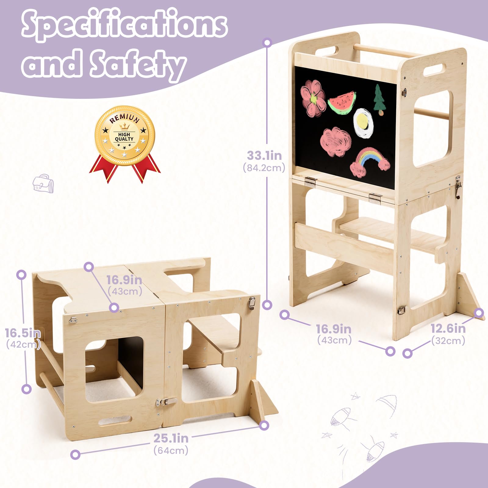 Labebe wooden kitchen step stool in action for kid helpers