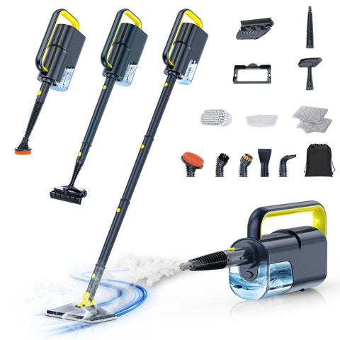 LABIGO 10-in-1 steam mop heats up in seconds for quick cleaning.
