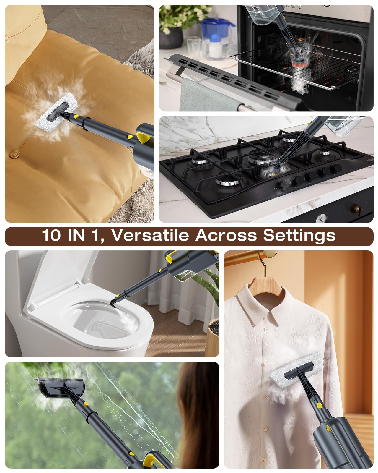 LABIGO 248°F steam power tackles stubborn grime on floors.