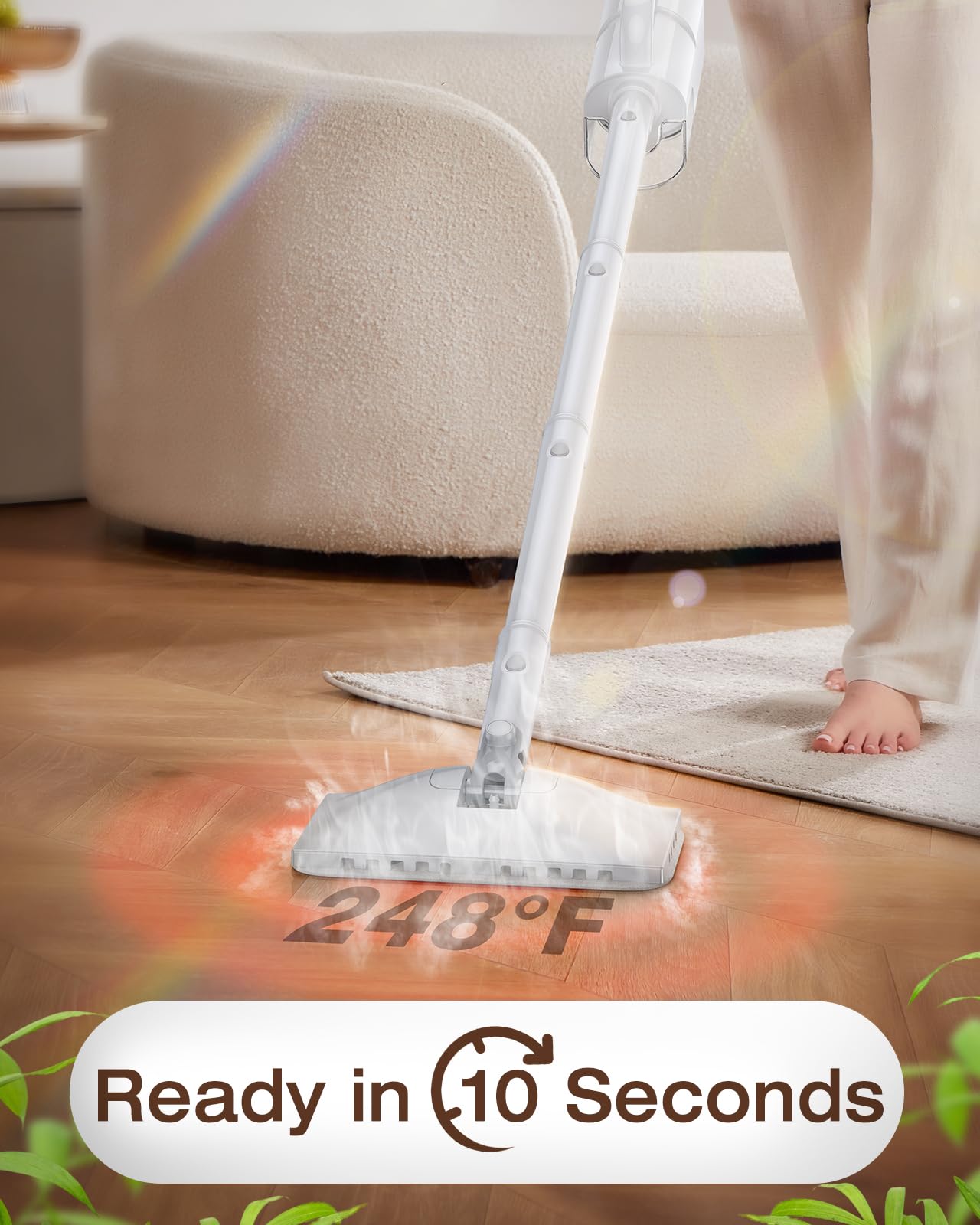 LABIGO detachable handheld steamer ready for spot cleaning on surfaces