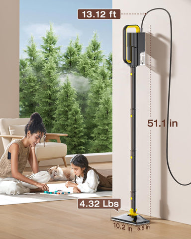 LABIGO detachable handheld steamer enables versatile, on-the-go cleaning.