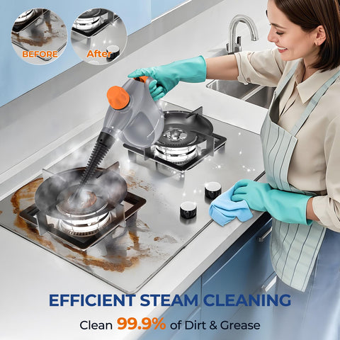 LABIGO steam cleaner with attachments set shows versatile kit for multiple surfaces