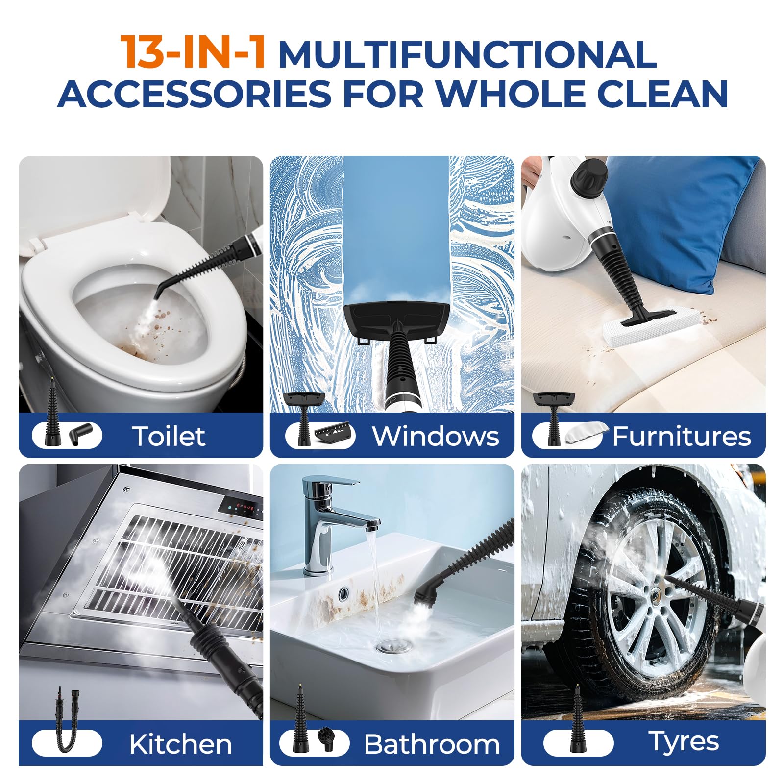 LABIGO steam cleaner car interior cleaning without chemicals