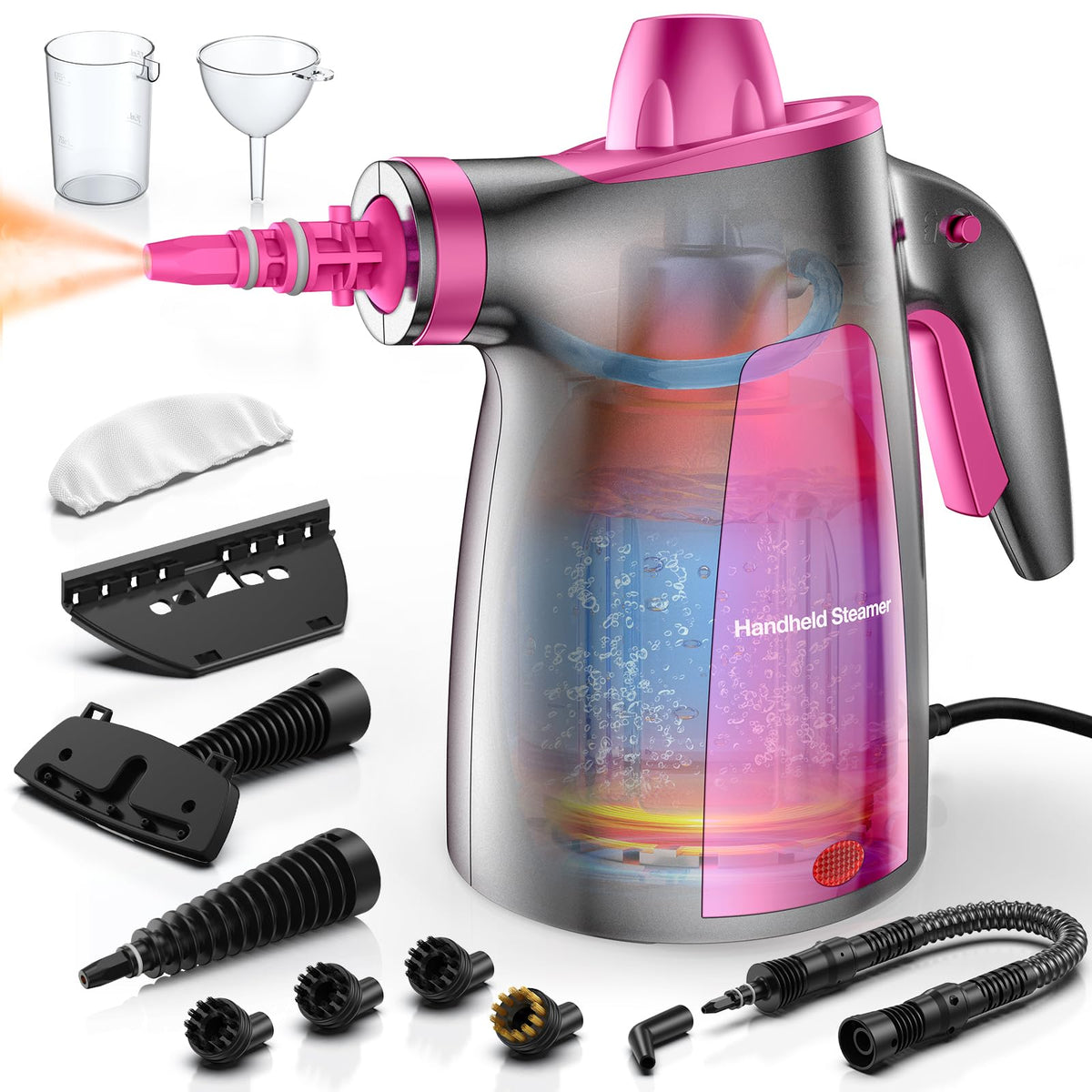 LABIGO steam cleaner front view showing portable handheld design for quick cleaning.
