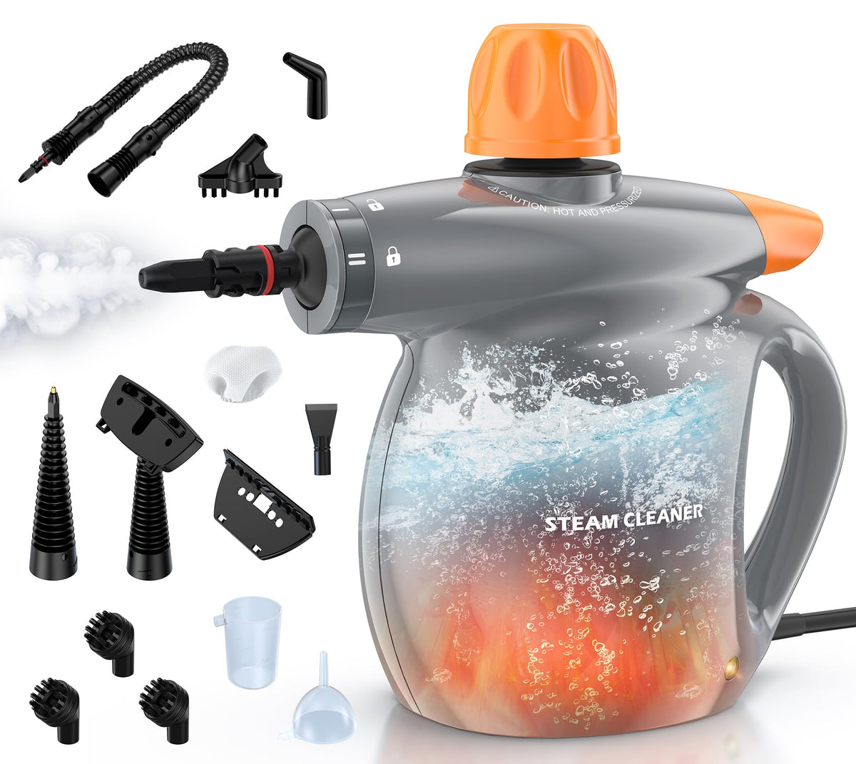 LABIGO steam cleaner front view demonstrates compact design for quick home cleaning