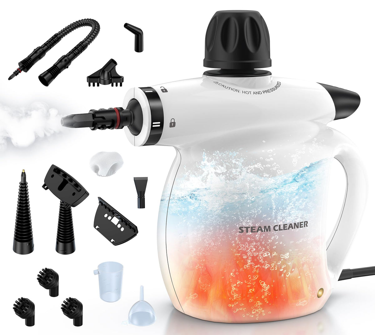 LABIGO steam cleaner handheld with 13 attachments for versatile cleaning